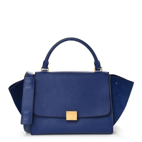 celine drummed calfskin suede small trapeze indigo|Celine Drummed Calfskin Suede Trapeze Small Indigo .